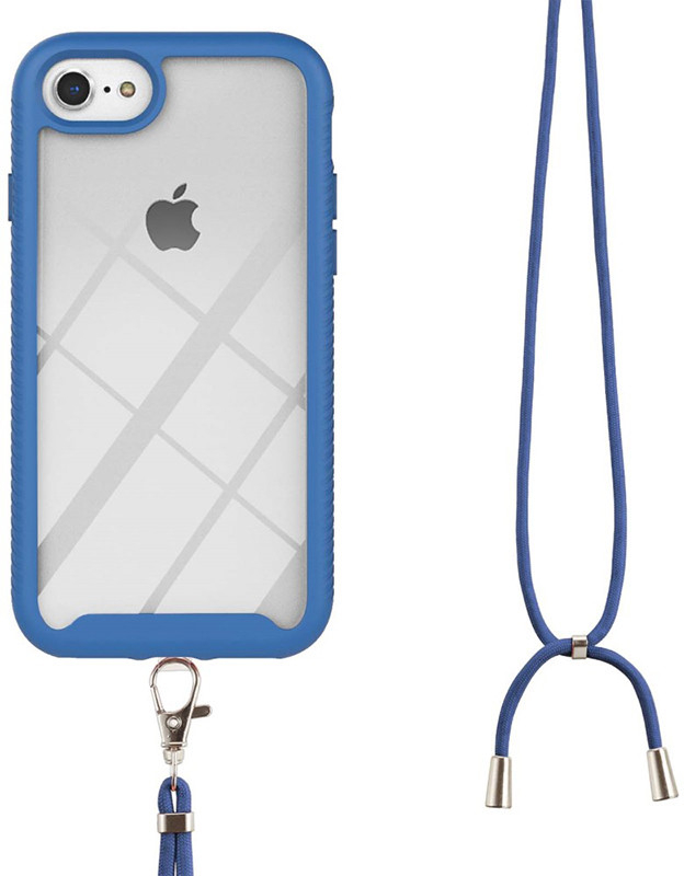 Pouzdro AppleMix Apple iPhone 6 / 6S / 7 / 8 / SE (2020) / SE (2022) - odolný - šňůrka - plastový / gumový - modré