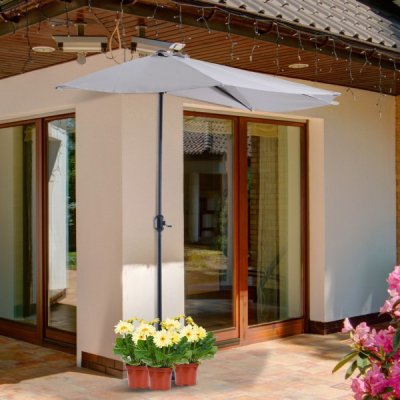 Zahradní půlkruhový slunečník s klikou GOLETO GL2400 šedý – Zboží Dáma