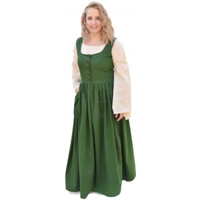 Outfit4Events Středověké bez rukávů Lene ramínka zelená