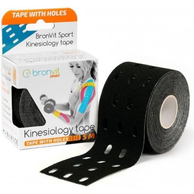 BronVit Sport Kinesio Tape děrovaný černá 5cm x 5m