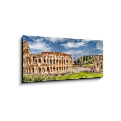 Obraz 1D panorama - 120 x 50 cm - Panoramic view of the Colosseum and Arch of Constantine, Rome Panoramatický výhled na Koloseum a Konstantinův oblouk v Římě – Zboží Mobilmania