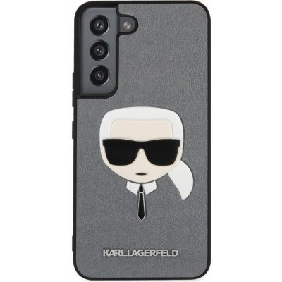 Pouzdro Karl Lagerfeld PU Saffiano Karl Head Galaxy S22+ stříbrné