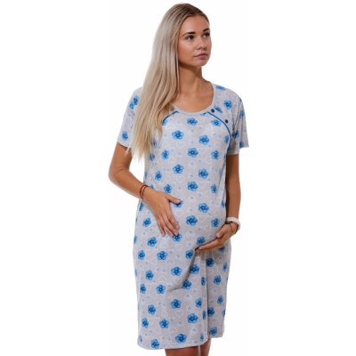 Květovaná kojící i těhotenská noční košilka dvojpropínací na knoflíky 1C3560 šedá – Hledejceny.cz