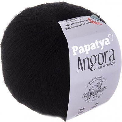 Kamgarn Příze Papatya Angora Merino Varianta: 2000 černá – Hledejceny.cz