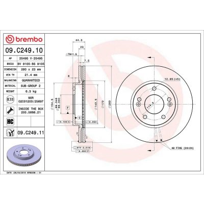 Brzdový kotouč BREMBO 09.C249.11 - HYUNDAI, KIA | Zboží Auto