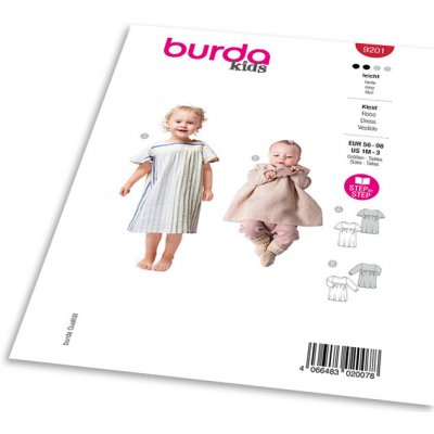 Střih Burda 9201 - Dětské šaty s elastickým pasem – Zboží Dáma
