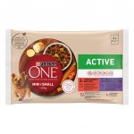 Purina One Adult Mini Active Hovězí a kachna ve šťávě 4 x 85 g – Zboží Mobilmania