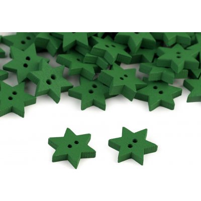 Dřevěný dekorační knoflík hvězda Varianta: 7 zelená jedle, Balení: 10 ks – Zboží Dáma