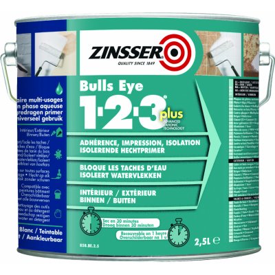 Zinsser Bulls Eye Výkonný univerzální přilnavostní základní nátěr 1-2-3 Plus 2,5 L