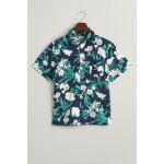Gant Oleander Print Cotton Ss Shirt Evening Blue – Zboží Dáma