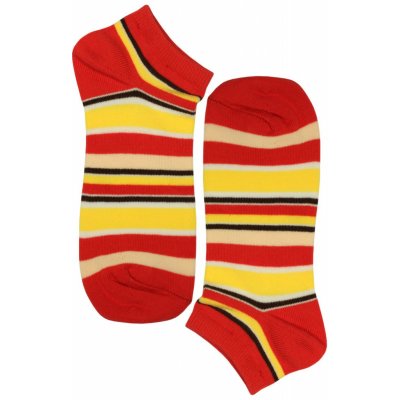 Bellinda ponožky pruhované kotníčkové bavlněné červená
