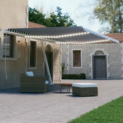 VidaXL Automatická markýza LED a senzor větru 500 x 300 cm modrobílá – Sleviste.cz