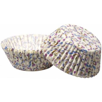 Alvarak košíčky na muffiny Béžové s květinami a spirálami 50ks 3,2x5 cm