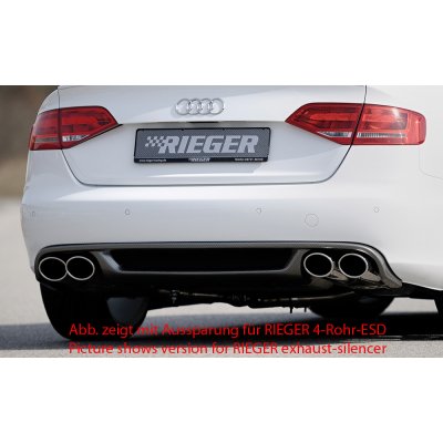 Rieger Tuning vložka zadního nárazníku pro Audi A4 B8, B81 avant, sedan před faceliftem, plast ABS s povrchovou úpravou Carbon-Look, mimo S-Line, pro orig. dvojitou koncovku vlevo