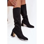 Boto Dámské kozačky na podpatku se zlatým prvkem Nivarae černá – Zboží Dáma