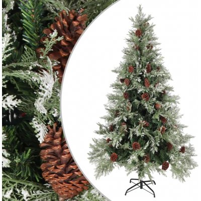 zahrada-XL Vánoční stromek se šiškami zelenobílý 195 cm PVC a PE