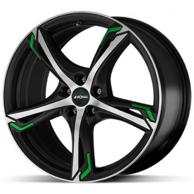 Ronal R62 8,5x20 5x110 ET35 black polished green – Sleviste.cz