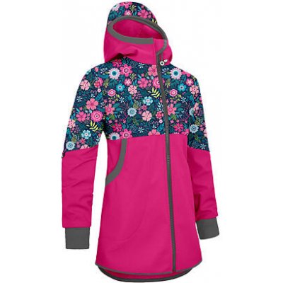 Unuo softshellový kabát s fleecem Street fuchsiová květinky – Zboží Mobilmania