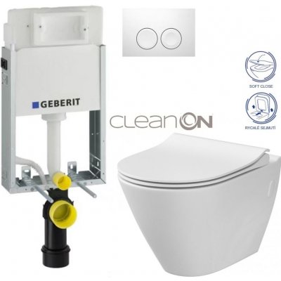 Geberit KOMBIFIX Basic tlačítko DELTA 21 Bílé WC CERSANIT CITY + SEDÁTKO 110.100.00.1 21BI CI1