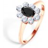 Prsteny Savicki zásnubní prsten růžové zlato černý diamant bílé safíry SAVRING CZD R