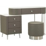 Mauro Ferretti toaletní stolek Sharon s taburetem ekokůže šedý stříbrný – Zboží Mobilmania