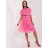 Dámské šaty Italy Moda Růžové puntikaté midi šaty dhj-sk-11533-1.76-white-pink