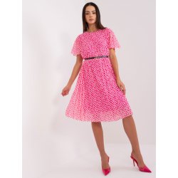 Italy Moda Růžové puntikaté midi šaty dhj-sk-11533-1.76-white-pink