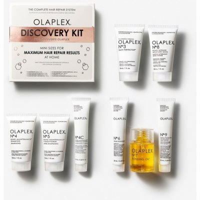 Olaplex Discovery Kit No. 3 hair Perfector 30 ml + No. 8 maska 30 ml + No.4 šampon 30 ml + No. 5 kondicionér 30 ml + No. 4C šampon 20 ml + NO. 6 20 ml + No. 7 olej 30 ml + NO. 9 sérum 20 ml Dárková – Zboží Mobilmania