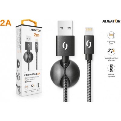 Aligator DATKP21 PREMIUM 2A, Lightning, 2m, černý – Zboží Mobilmania