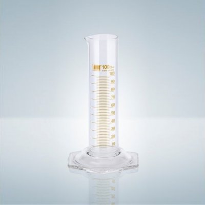 Hirschmann Laborgeräte Odměrný válec třídy B, nízký/široký, hnědý potisk Objem: 1000 ml – Sleviste.cz