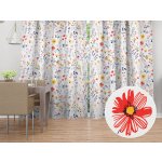 Biante Bavlněný závěs Sandra SA-749 Červeno-modro-žluté kvítí na bílém 150x140 cm – Hledejceny.cz