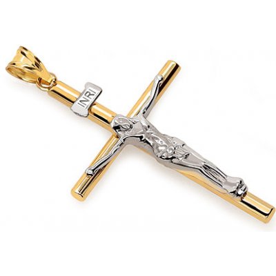 iZlato Forever Kombinovaný přívěsek zlatý křížek s Ježíšem IZ30250