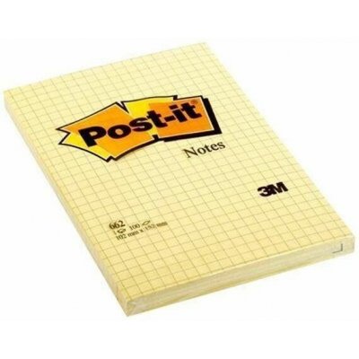 Samolepicí bloček, žlutá, 102x152 mm, 100 listů, čtverečkovaný, 3M POSTIT – Hledejceny.cz