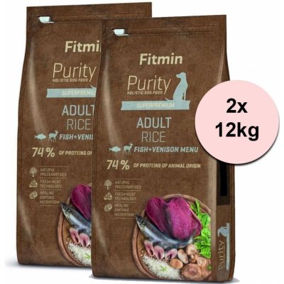 Fitmin Purity Rice Adult Fish & Venison 2 x 12 kg