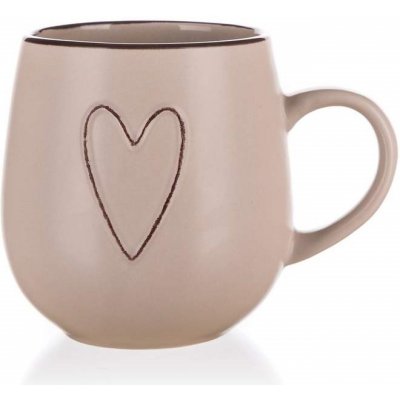 Banquet Hrnek keramický HEART hnědý 500 ml – Zboží Mobilmania