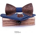 Mahoosive s kapesníčkem a manžetovými knoflíčky T232 dřevěný – Zboží Dáma