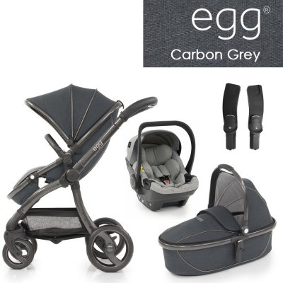BabyStyle EGG set Carbon Grey 2020 + korba + autosedačka + adaptéry