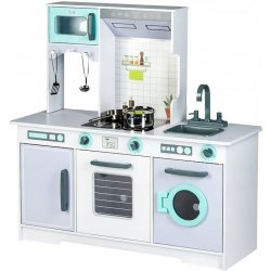 Ecotoys dřevěná kuchyňka s pračkou a vybavením