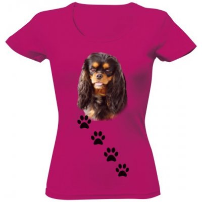 Tričko s potiskem Kavalír King Charles Španěl dámské Purpurová – Sleviste.cz