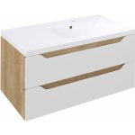 SAPHO WAVE umyvadlová skříňka 89,7x45x47,8cm, pravá, bílá/dub alabama – Sleviste.cz