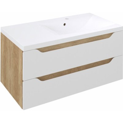 SAPHO WAVE umyvadlová skříňka 89,7x45x47,8cm, pravá, bílá/dub alabama – Sleviste.cz