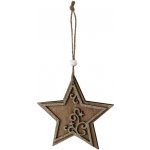 Závěs dřevo hvězda zdobená přírodní 15x15 cm – Hledejceny.cz