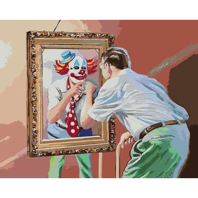 ZUTY Malování podle čísel KLAUN V ZRCADLE D RUSTY RUST Rozměr 40 x 50 cm Rámování vypnuté plátno na rám – Zboží Mobilmania