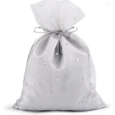 Pro Háčkování Vánoční dárkový pytlík 19x27 cm s hvězdami bílá stříbrná – Hledejceny.cz