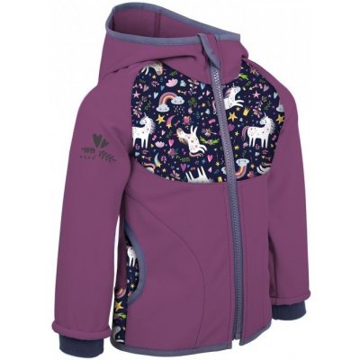 Unuo dívčí softshellová bunda s fleecem Jednorožec fialová – Zboží Mobilmania