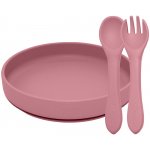 Petite & Mars Set jídelní silikonový Take Match talíř příbor 6m+ Dusty Rose 2 ks – Zbozi.Blesk.cz