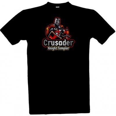 Tričko s potiskem Crusader Rytíř Templář pánské Černá