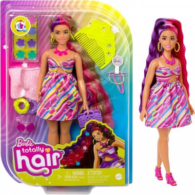 Barbie Totally Hair brunetka v kytičkových šatech – Zbozi.Blesk.cz