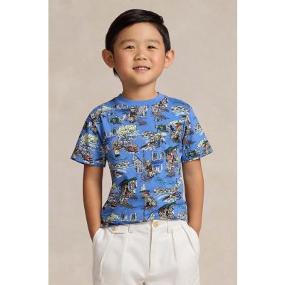 Ralph Lauren Polo dětské bavlněné tričko s potiskem 322934204001 modrá