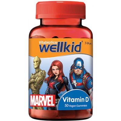 Vitabiotics Wellkid Marvel Vitamin D Gummies Strawberry 50 Gummies – Hledejceny.cz